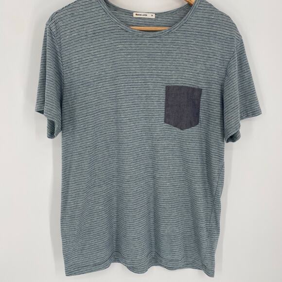 Marine Layer T-shirt Men’s Medium Blue Striped Coastal Nautical NormCore - Picture 1 of 9